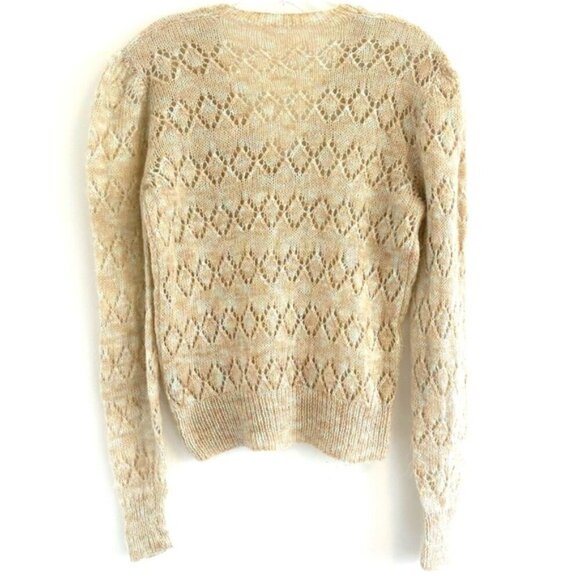 Hand Knit Lace V-Neck Pullover Sweater Size Small - Picture 6 of 9